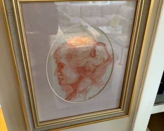 Framed & Matted Women's Side Profile Portrait – Signed Mac