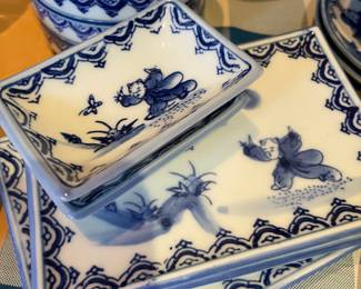 Japanese Blue & White Porcelain Dinnerware Set