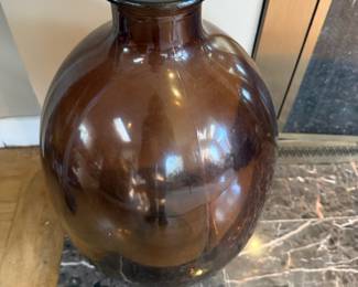 Amber Bulbous Recycled Glass Floor Vase