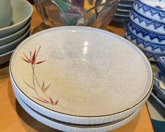 Pair of White/Cream Stoneware Sushi Bowls