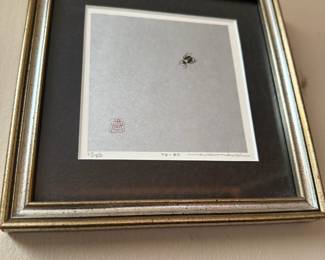 Framed & Matted Signed & Numbered "75-52" Woodblock Print by Haku Maki