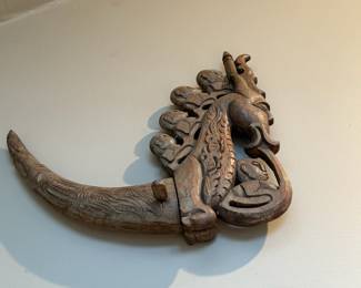 Wood Carved Indonesian Batak Medicine Horn