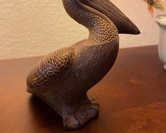 Carved Wood Pelican Sculpture