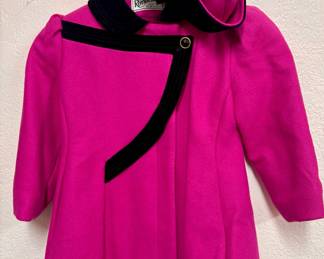 Rothschild Girls Magenta Pink Black Holiday Dress Wool Coat & Hat