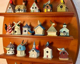 Set of 24 Lenox Bird House Thimbles with Display Shelf