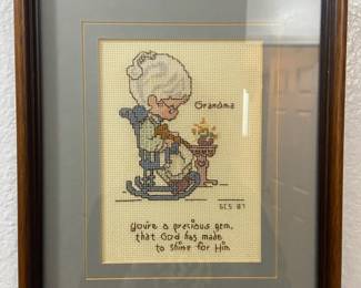 Completed Precious Moments Cross Stitch