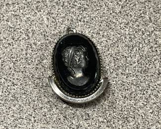 Black glass, small cameo intaglio carved