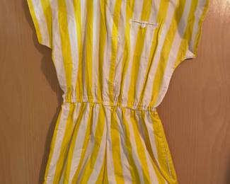 Express Yellow & White Striped Romper - Size Medium