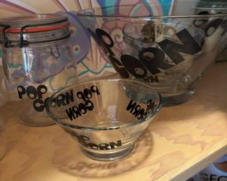 1970s Wheaton Glass Popcorn Bowl Set