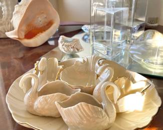 Lenox Ivory Porcelain Swan Trinket Dishes