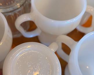 Set of 6 Anchor Hocking Fire King Oven Proof Milk Glass  Mugs