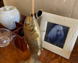 MCM Brass Koi Fish Vase