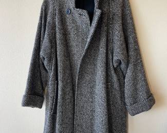 Black and White Herringbone Coat
