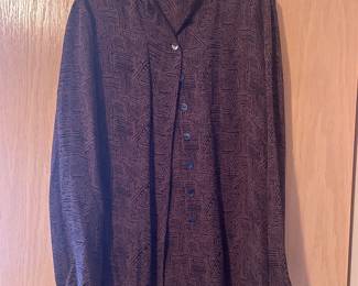 Chico’s Design 100% Silk Tribal Print Button Up Long Sleeve Blouse – Size 9 