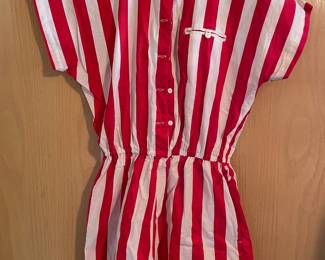 Express Red & White Striped Romper - Size Medium