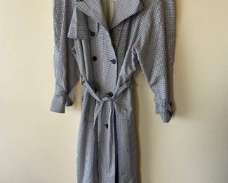 Bridgewear Black & White Gingham Pattern Belted Trench Coat – Size 14