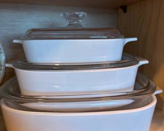 Corning Ware French White Lidded Casserole Dishes