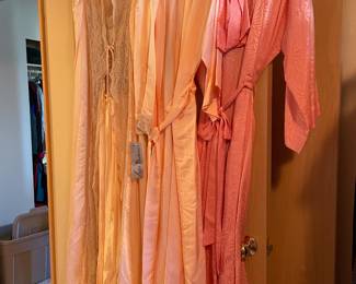 Sheer Madness by Cira Coral Night Gown/Robe – Size Medium, Lillian Vernon 100% Silk Sheer Coral Pink Robe, ASI The Collection 100% Silk Coral Robe