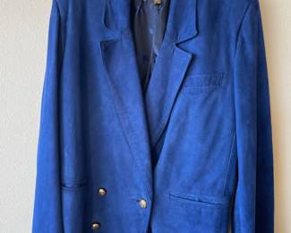 Circa 1970s Monarch Trading Co. Women's Blue Suede Double Breasted Jacket – Size 36