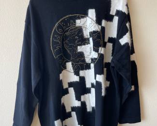 Circa 1990s Patrizia by Mondi Black & White Geometric Roman Head Knit Sweater