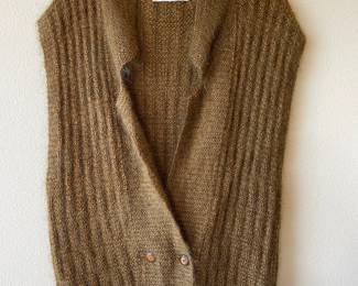 Linda Allard Ellen Tracy Brown Mohair Hand Knit Grandma Sweater Vest