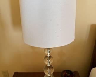 Stacked Clear Ball Table Lamp with White Shade