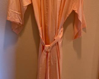 Lillian Vernon 100% Silk Sheer Coral Pink Robe 