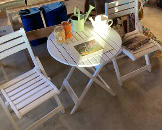 3 Piece White Slatted Bistro Set