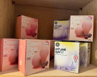 Assortment of 60 Watt Dawn Pink and Soft Pink Light Bulbs