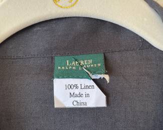 Ralph Lauren Blue/White Linen Sleepwear Pajama Shirt