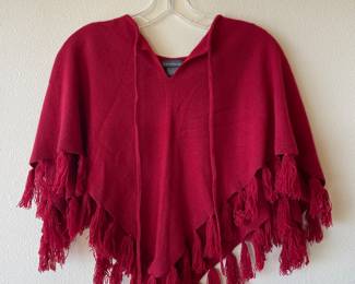 Mendocina 100% Cashmere Red Poncho Sweater