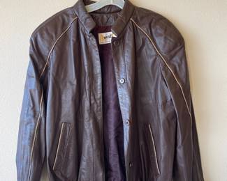 1980s Avanti Brown Leather Bomber Jacket
