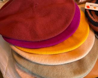 Assortment of Wool Felt Berets in Multiple Colors