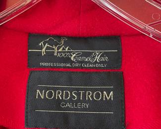 Nordstrom Gallery 100% Camel Hair Red Open From Cardigan Sweater