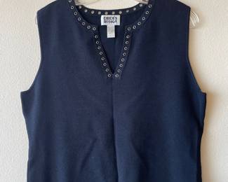 Chico's Design Black V-Neck Sleeveless Cropped Blouse – Size 3