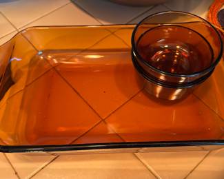 Anchor Hocking Fire King Dark Amber Dishes & Baking Pan