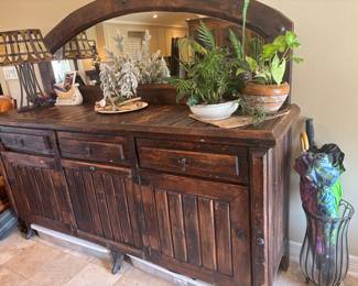 Large Vintage Sideboard Buffet with Mirror