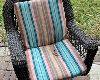 Outdoor Dark brown Wicker Swivel Chair with Cushions (2 available)