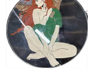 Vintage Painted Glass Window Hanging