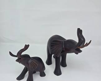 Wooden Hand-carved Elephants 