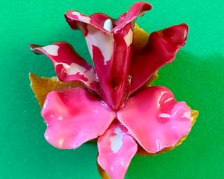 Vintage Plastic Orchid Brooch