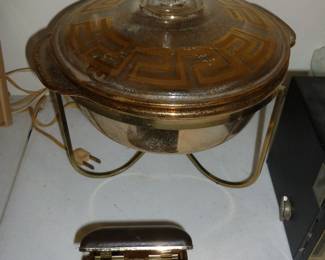 mid-century serving dish on stand