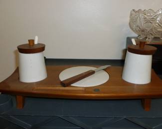 Mid-Century Serving Tray w/containers