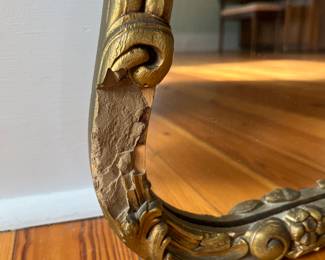 $60; Vintage gilt wood Rococo-style mirror; loss to lower left, minor losses with age; approx. 32.75" x 35.5"