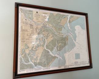 $325; 2006 Savannah & Wassaw map, professionally framed; approx. 39" x 49.25" (frame)