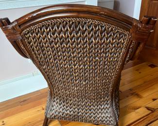 $60; Pier 1 wicker/Indonesian seagrass King armchair; approx. H: 15" (seat) x 30.5" x 30", 39" (back)