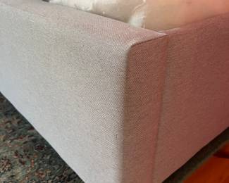 $125; Upholstered queen bed frame with mattress; approx. 82" x 62" x 16" H; also available without mattress