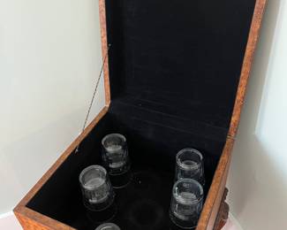 $75; Modern liquor/accent chest; approx. 28" x 18" sq.