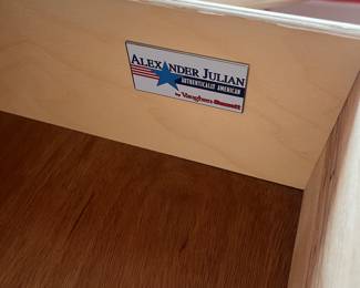 $150; Alexander Julian coastal cottage media cabinet by Vaughan-Bassett furniture; approx. 42" x 42.5" x 18"; good condition