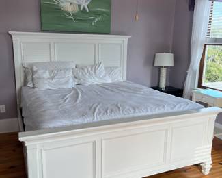 $300; Cottage king bed by Kaiser 1; Seally mattress; headboard 65.5" x 83"; foot 32.5" x 83"; some peeling on footboard edge; general wear; also available without mattress